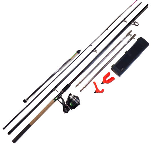 Kit Feeder Complet 3.90m – Mulinetă + Fir + Picheți Inox + Suporturi + Penar 8 Riguri